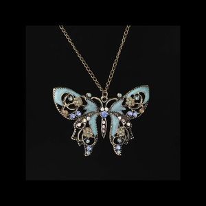 Butterfly Chain made w/ lacquer paint & crystals.NWT